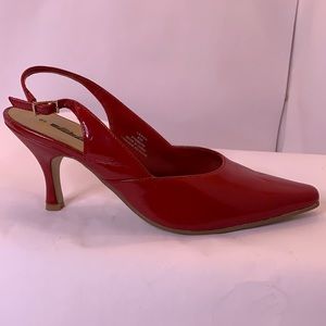 Midtown Patent Red Slingback pump